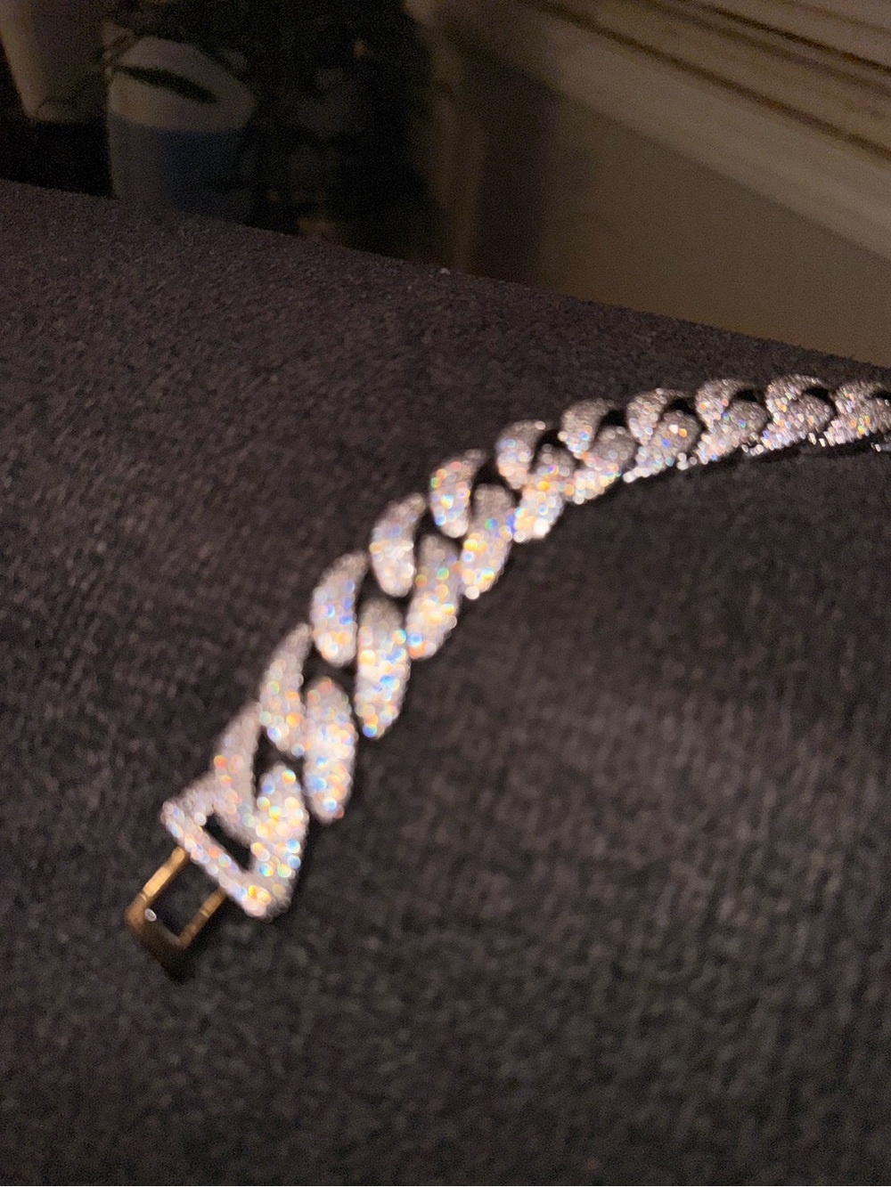 Men's Silver Cubana Chain Bracelet with Mossianite Pavé